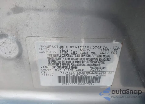 2014 Nissan Versa 1.6 Sv from USA, damaged, VIN 3N1CN7AP5EL849086